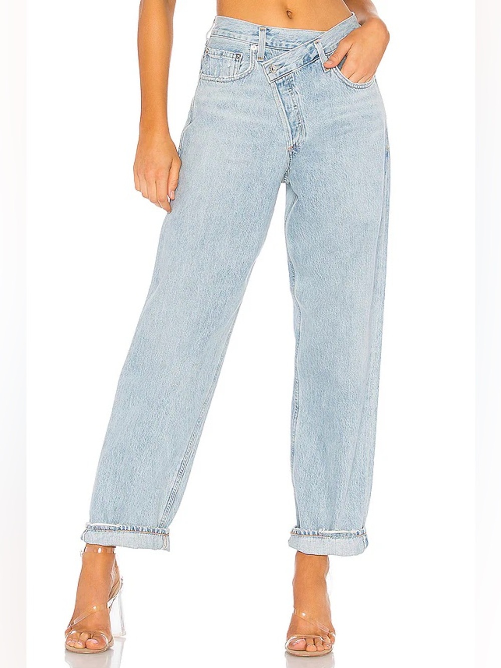 Agolde Boyfriend Jeans in Light Blue Wash
